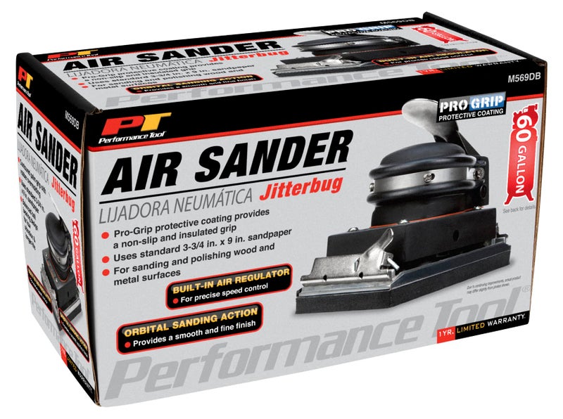 Performance Tool M569DB Jitterbug Air Sander - Professional-Grade Pneumatic Sanding Tool for Quick and Efficient Surface Preparation - Image 2